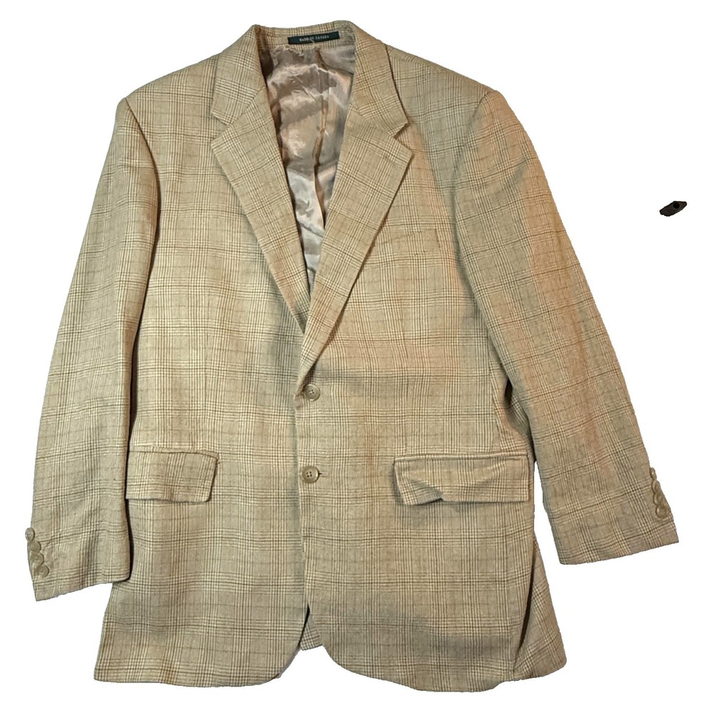 Lauren‎ Ralph Lauren Blazer Mens 42 Tan Check Sport Coat Jacket Summer Colors